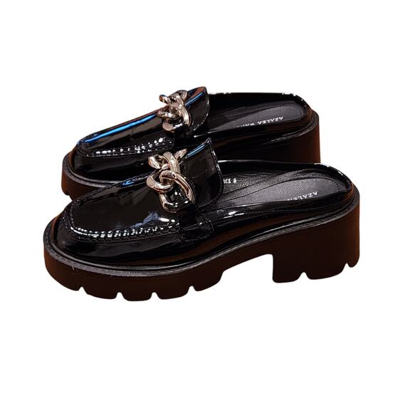 Azalea Wang Black Patent Leather Chain Loafers (Size 9) - Picture 5 of 14